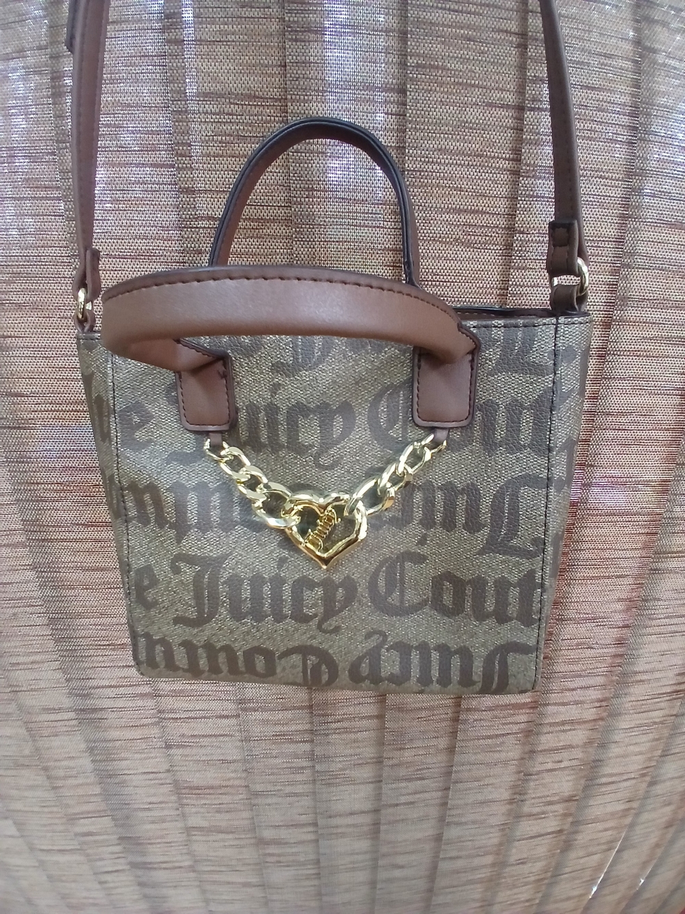 Juicy Couture Brown Logo Mini Tote with Gold Heart Charm